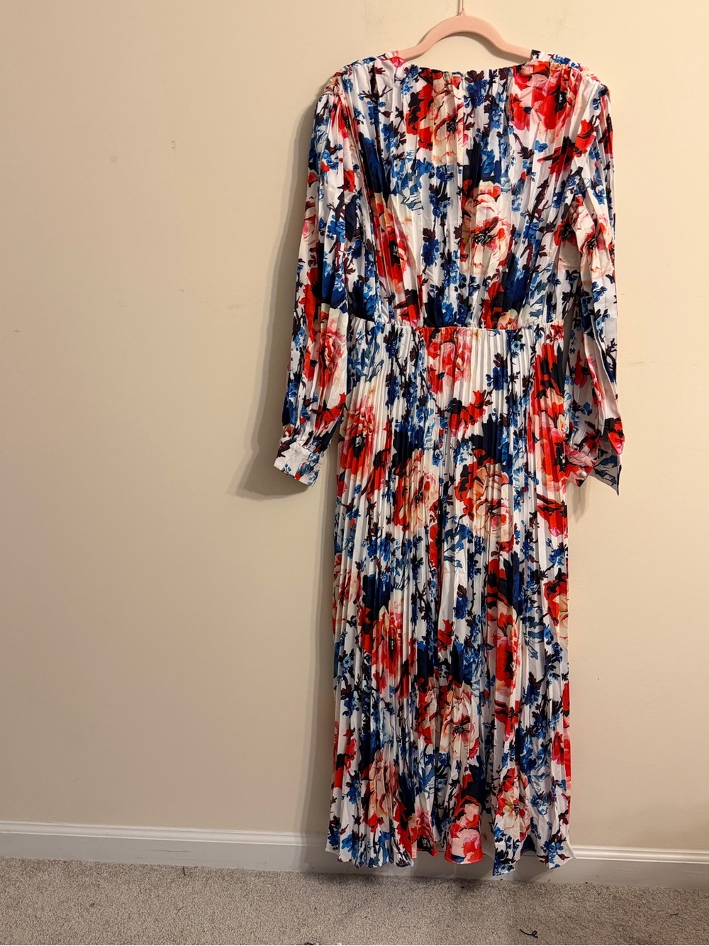 Beulah Red, Blue & White Floral Pleated Maxi Dress - Picture 4 of 5